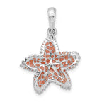 FJC Finejewelers 925 Sterling Silver Rhodium Plated Polished Enameled Starfish Charm 28 x 20 mm