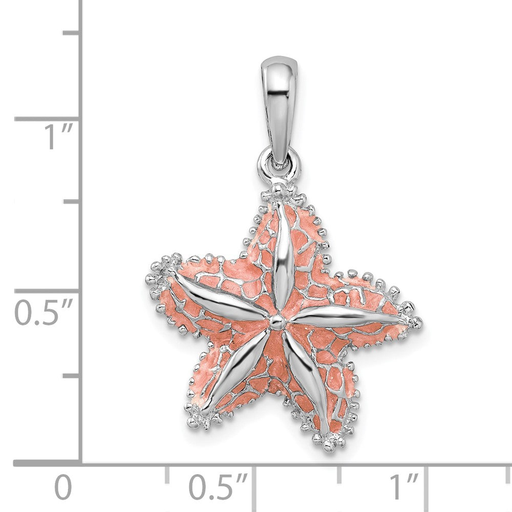 FJC Finejewelers 925 Sterling Silver Rhodium Plated Polished Enameled Starfish Charm 28 x 20 mm