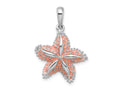 FJC Finejewelers 925 Sterling Silver Rhodium Plated Polished Enameled Starfish Charm 28 x 20 mm