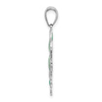 FJC Finejewelers 925 Sterling Silver Rhodium Plated Polished Enameled 4-Leaf Clover Charm 17 mm