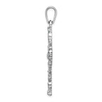 FJC Finejewelers 925 Sterling Silver Rhodium Plated Polished Enamel Fleur de Lis Cross Charm 36 mm