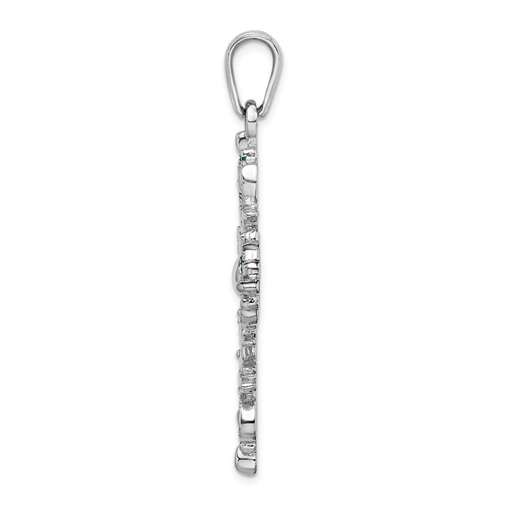 FJC Finejewelers 925 Sterling Silver Rhodium Plated Polished Enamel Fleur de Lis Cross Charm 36 mm