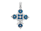 FJC Finejewelers 925 Sterling Silver Rhodium Plated Polished Enamel Fleur de Lis Cross Charm 36 mm