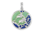 FJC Finejewelers 925 Sterling Silver Rhodium Plated Polished Enameled Dolphins Charm 26 x 19 mm