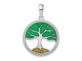 FJC Finejewelers 925 Sterling Silver Rhodium Plated Polished Enameled Tree of Life Charm 20 mm