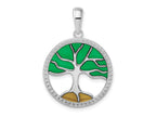 FJC Finejewelers 925 Sterling Silver Rhodium Plated Polished Enameled Tree of Life Charm 20 mm