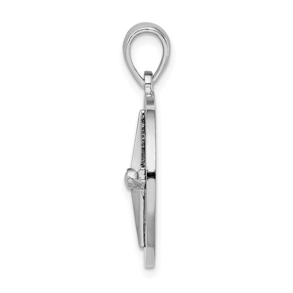 FJC Finejewelers 925 Sterling Silver Rhodium Plated Polished Enameled Lg. Compass Charm 29 x 20 mm
