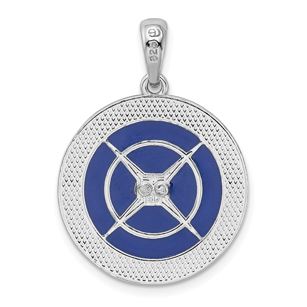 FJC Finejewelers 925 Sterling Silver Rhodium Plated Polished Enameled Lg. Compass Charm 29 x 20 mm