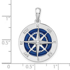 FJC Finejewelers 925 Sterling Silver Rhodium Plated Polished Enameled Lg. Compass Charm 29 x 20 mm
