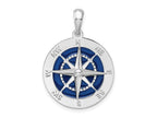 FJC Finejewelers 925 Sterling Silver Rhodium Plated Polished Enameled Lg. Compass Charm 29 x 20 mm