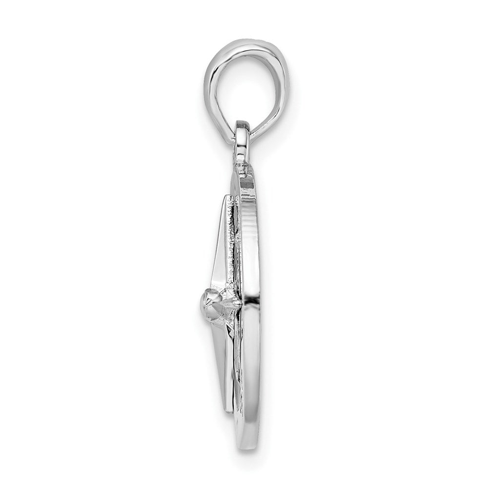 FJC Finejewelers 925 Sterling Silver Rhodium Plated Polished Enameled Compass Charm 24 x 16 mm