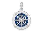 FJC Finejewelers 925 Sterling Silver Rhodium Plated Polished Enameled Compass Charm 24 x 16 mm