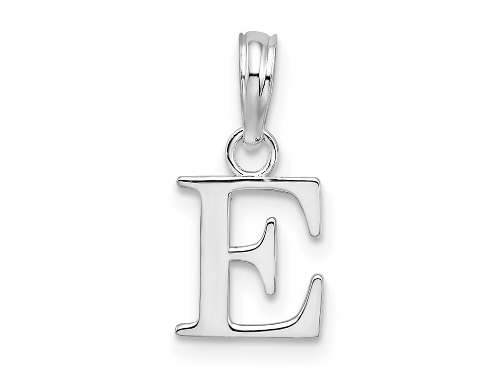 FJC Finejewelers 925 Sterling Silver Rhodium Plated Polished Block Initial -E- Charm