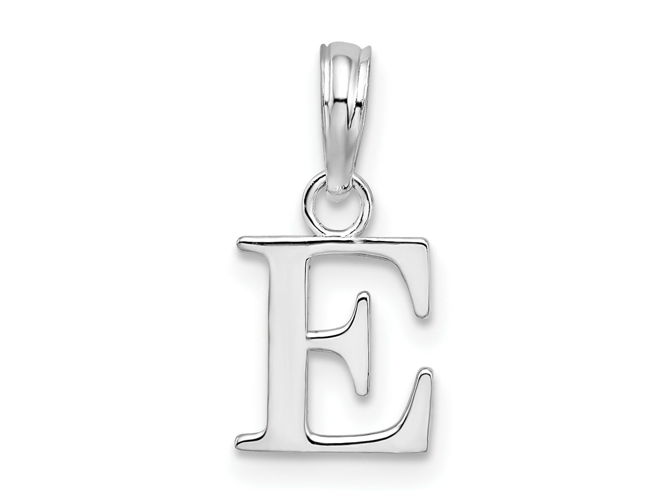 FJC Finejewelers 925 Sterling Silver Rhodium Plated Polished Block Initial -E- Charm