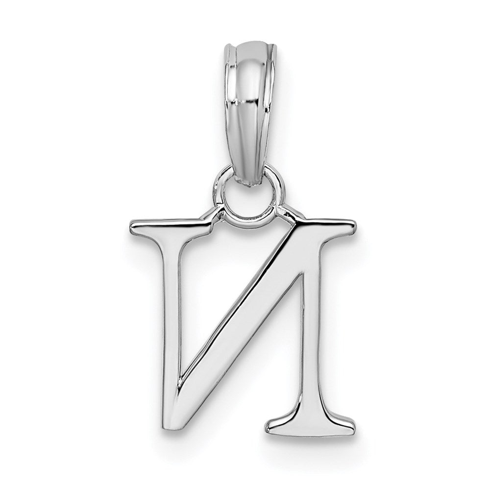 FJC Finejewelers 925 Sterling Silver Rhodium Plated Polished Block Initial -N- Charm