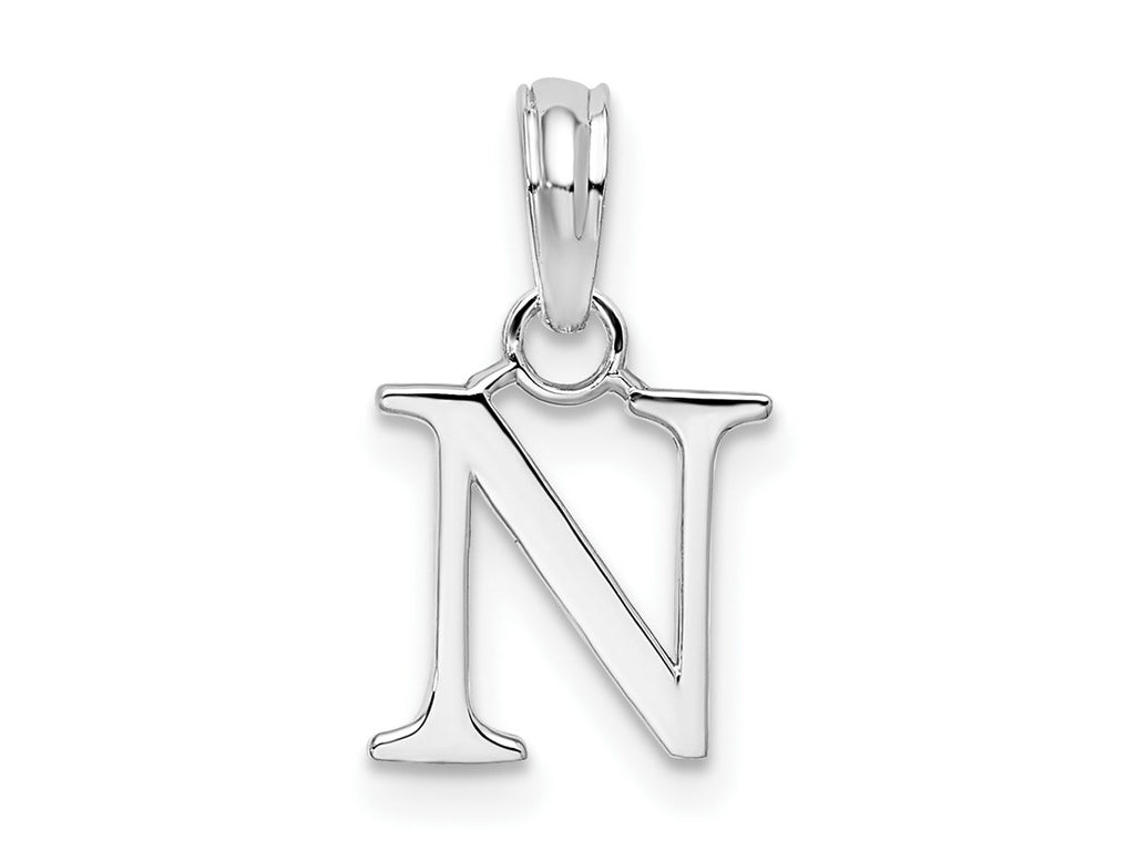 FJC Finejewelers 925 Sterling Silver Rhodium Plated Polished Block Initial -N- Charm
