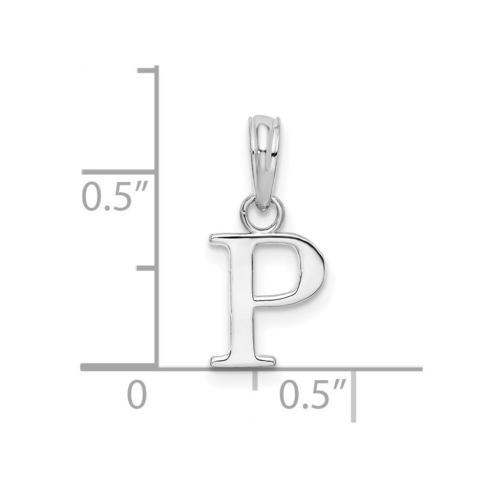 FJC Finejewelers 925 Sterling Silver Rhodium Plated Polished Block Initial -P- Charm