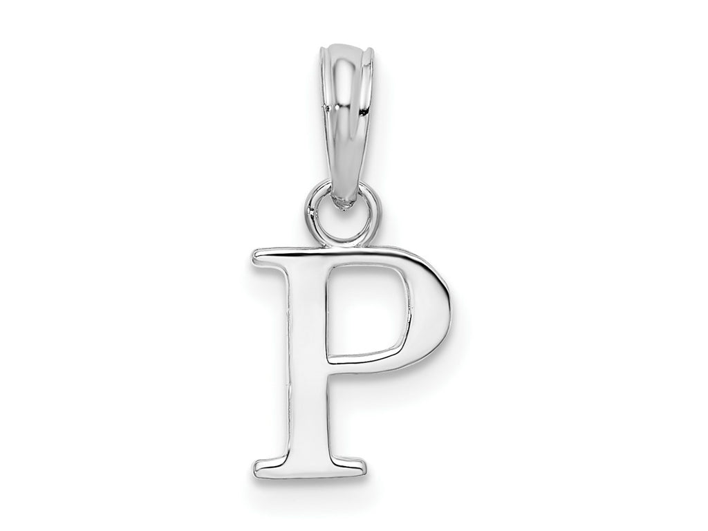 FJC Finejewelers 925 Sterling Silver Rhodium Plated Polished Block Initial -P- Charm