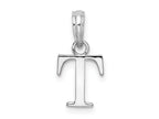 FJC Finejewelers 925 Sterling Silver Rhodium Plated Polished Block Initial -T- Charm