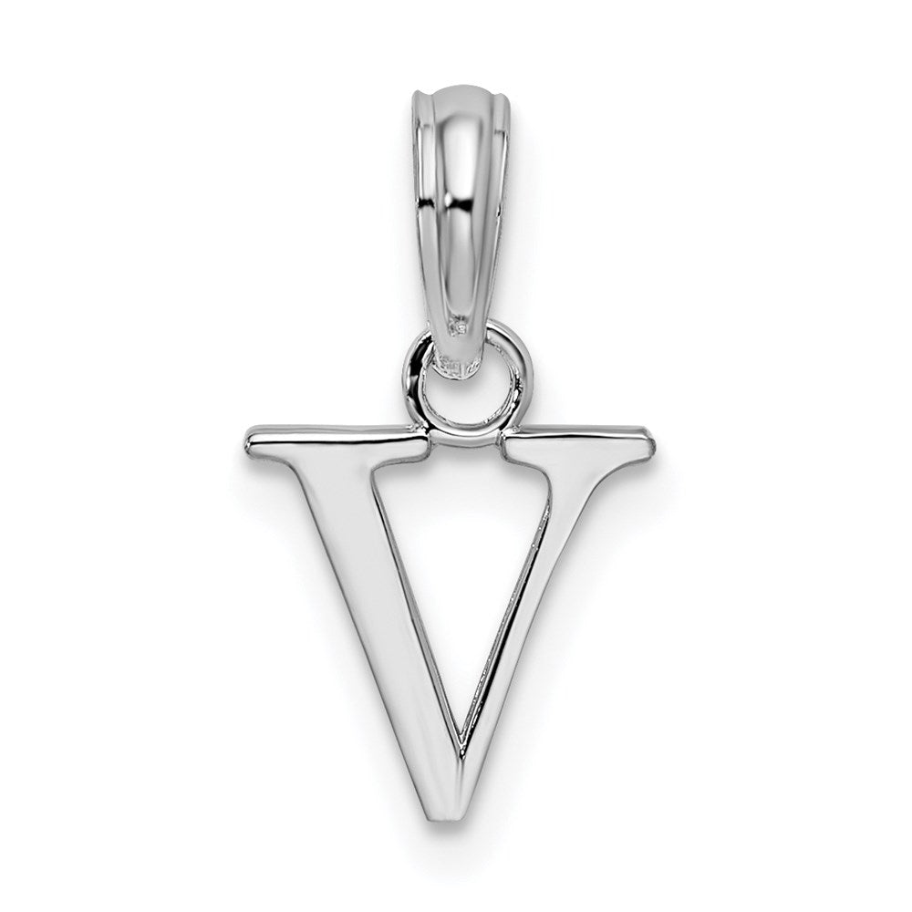 FJC Finejewelers 925 Sterling Silver Rhodium Plated Polished Block Initial -V- Charm
