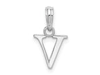 FJC Finejewelers 925 Sterling Silver Rhodium Plated Polished Block Initial -V- Charm