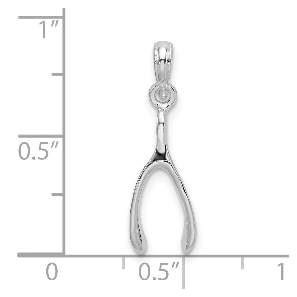 FJC Finejewelers 925 Sterling Silver Rhodium Plated Polished 3D Wishbone Charm 7 mm