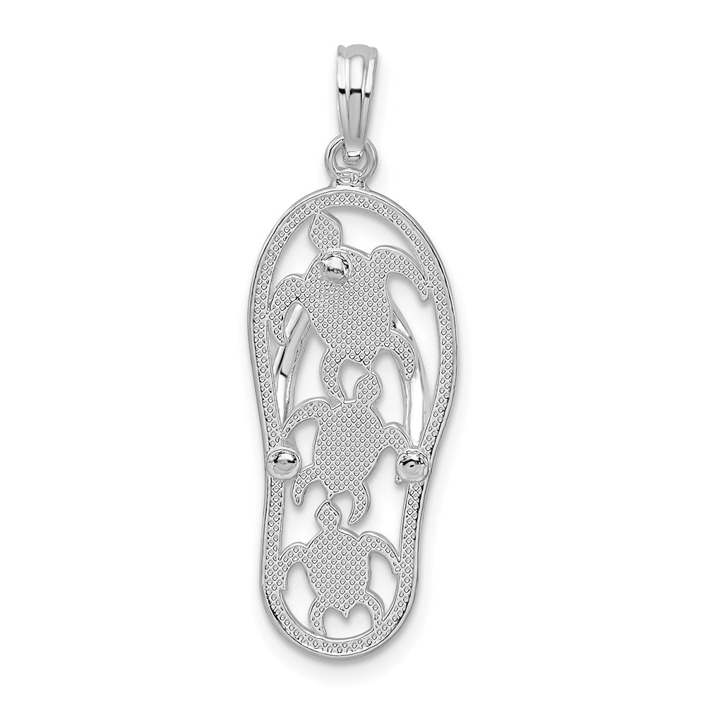 FJC Finejewelers 925 Sterling Silver Rhodium Plated 3D Cut-out Turtles Flip-flop Charm 32 x 10 mm