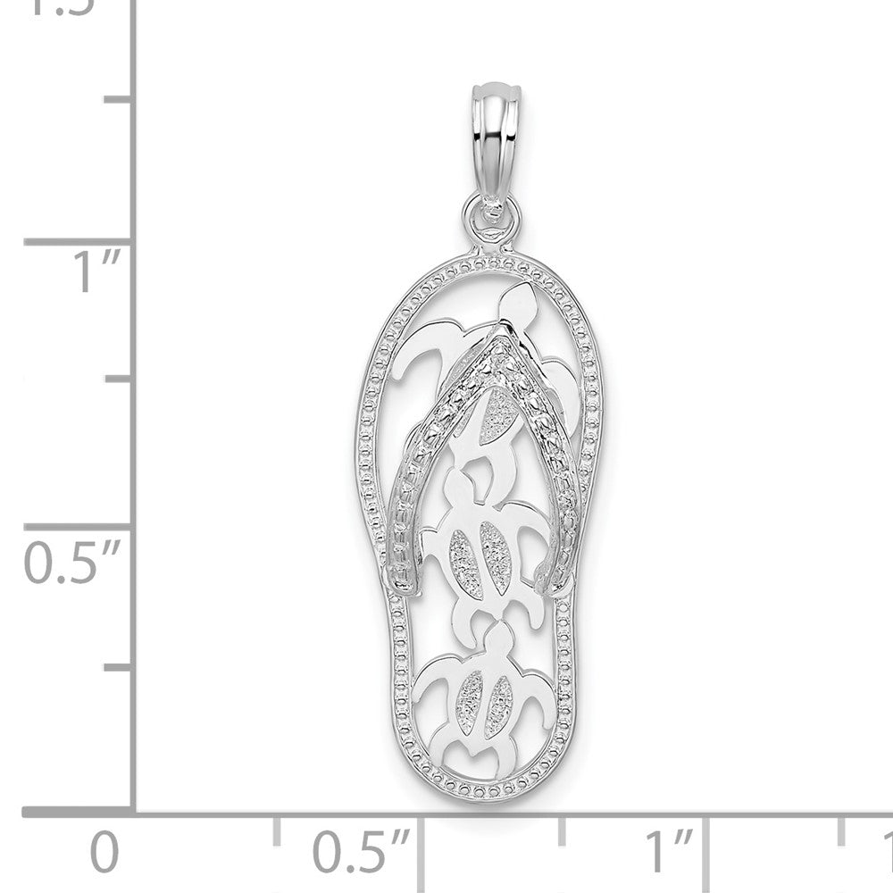 FJC Finejewelers 925 Sterling Silver Rhodium Plated 3D Cut-out Turtles Flip-flop Charm 32 x 10 mm