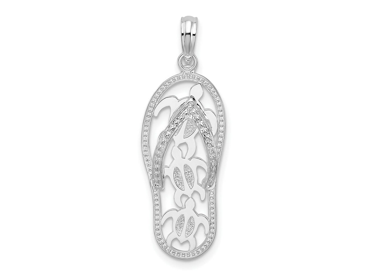 FJC Finejewelers 925 Sterling Silver Rhodium Plated 3D Cut-out Turtles Flip-flop Charm 32 x 10 mm