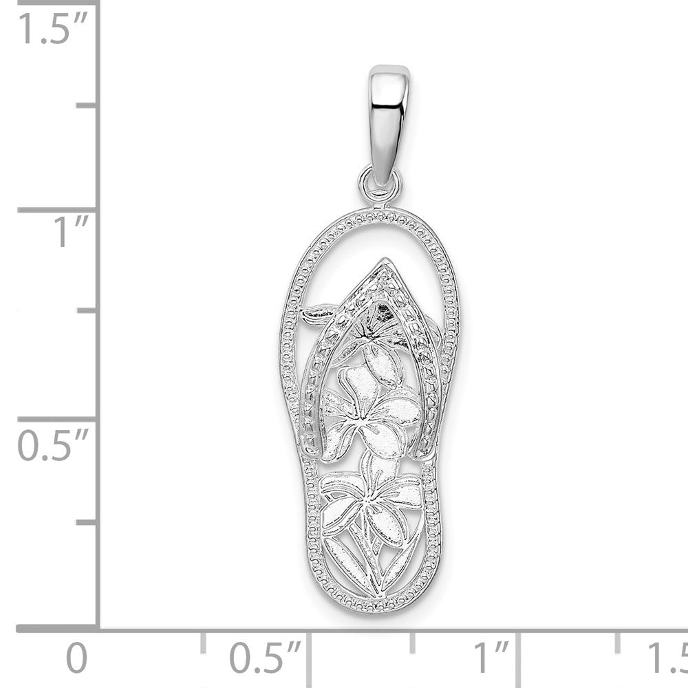 FJC Finejewelers 925 Sterling Silver Rhodium Plated 3D Cut-out Flowers Flip-flop Charm 33 x 10 mm