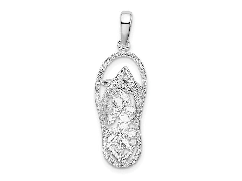 FJC Finejewelers 925 Sterling Silver Rhodium Plated 3D Cut-out Flowers Flip-flop Charm 33 x 10 mm