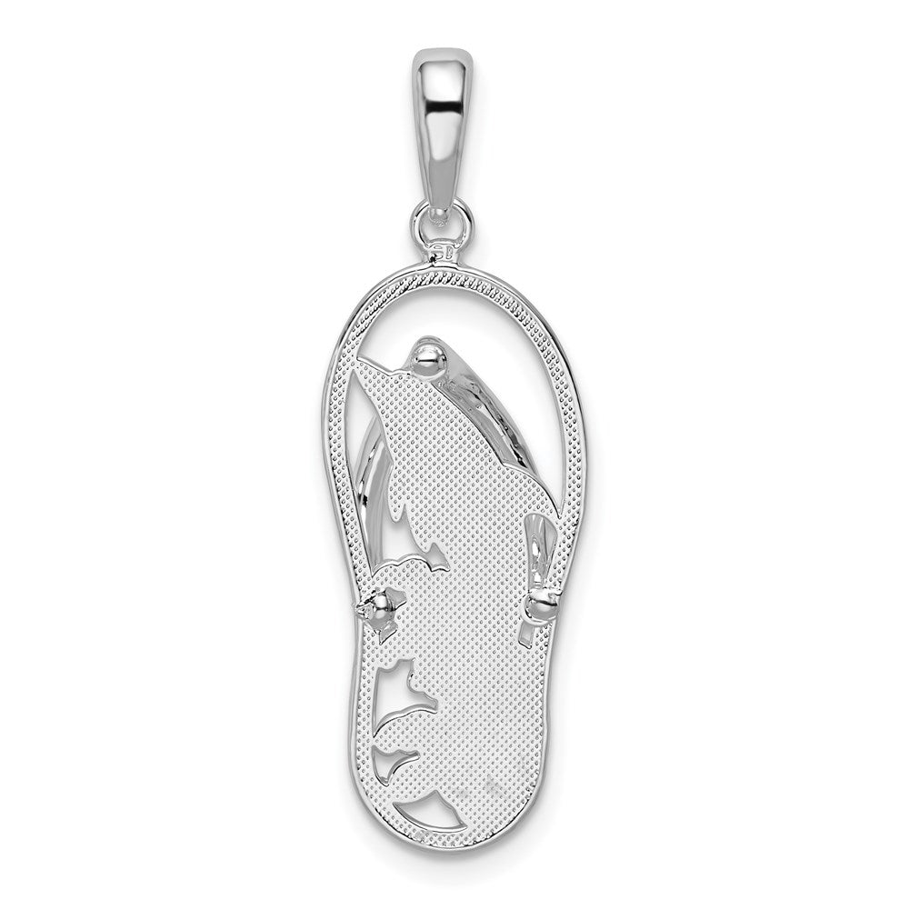 FJC Finejewelers 925 Sterling Silver Rhodium Plated 3D Cut-out Dolphin Flip-flop Charm 33 x 10 mm