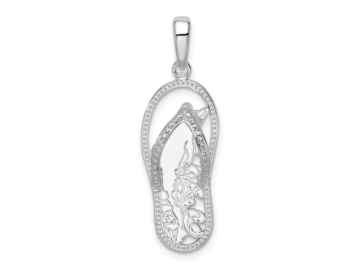 FJC Finejewelers 925 Sterling Silver Rhodium Plated 3D Cut-out Dolphin Flip-flop Charm 33 x 10 mm