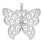 FJC Finejewelers 925 Sterling Silver Rhodium Plated Large Beaded Filigree Butterfly Charm 38 mm