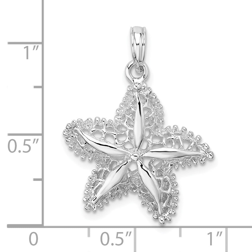 FJC Finejewelers 925 Sterling Silver Rhodium Plated Polished Cut-out Filigree Starfish Charm 27 x 20 mm
