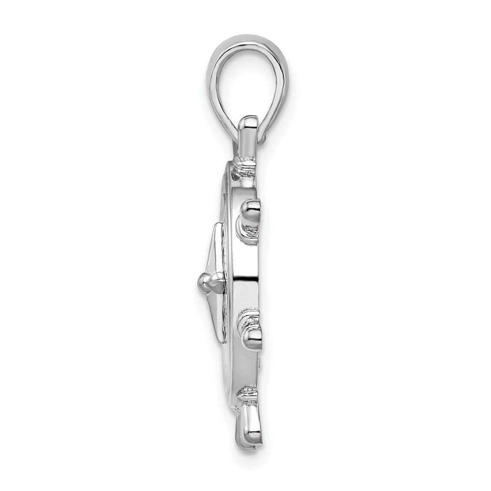 FJC Finejewelers 925 Sterling Silver Rhodium Plated Polished Ships Wheel with Compass Charm 27 x 27 mm