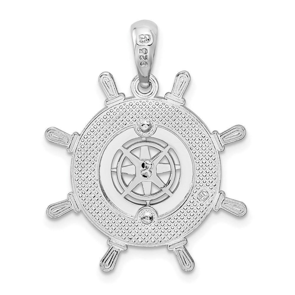 FJC Finejewelers 925 Sterling Silver Rhodium Plated Polished Ships Wheel with Compass Charm 27 x 27 mm