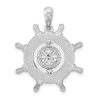 FJC Finejewelers 925 Sterling Silver Rhodium Plated Polished Ships Wheel with Compass Charm 27 x 27 mm