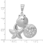 FJC Finejewelers 925 Sterling Silver Polished/Textured Sea Life Charm 40 x 31 mm