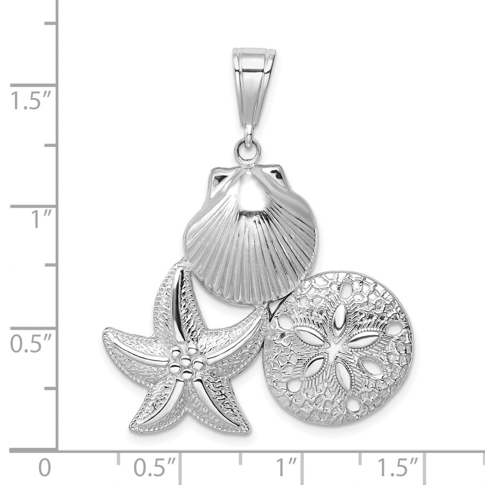 FJC Finejewelers 925 Sterling Silver Polished/Textured Sea Life Charm 40 x 31 mm