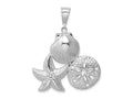 FJC Finejewelers 925 Sterling Silver Polished/Textured Sea Life Charm 40 x 31 mm