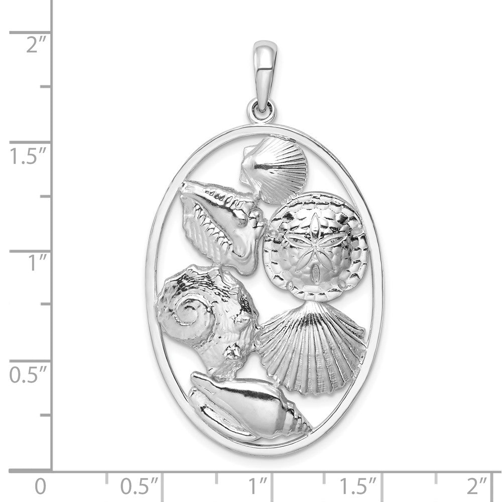FJC Finejewelers 925 Sterling Silver Polished Shells Oval Charm 47 x 27 mm