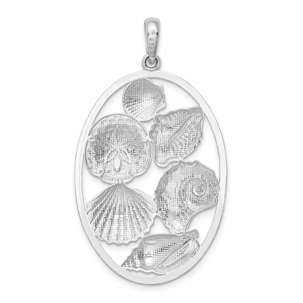 FJC Finejewelers 925 Sterling Silver Polished Shells Oval Charm 47 x 27 mm