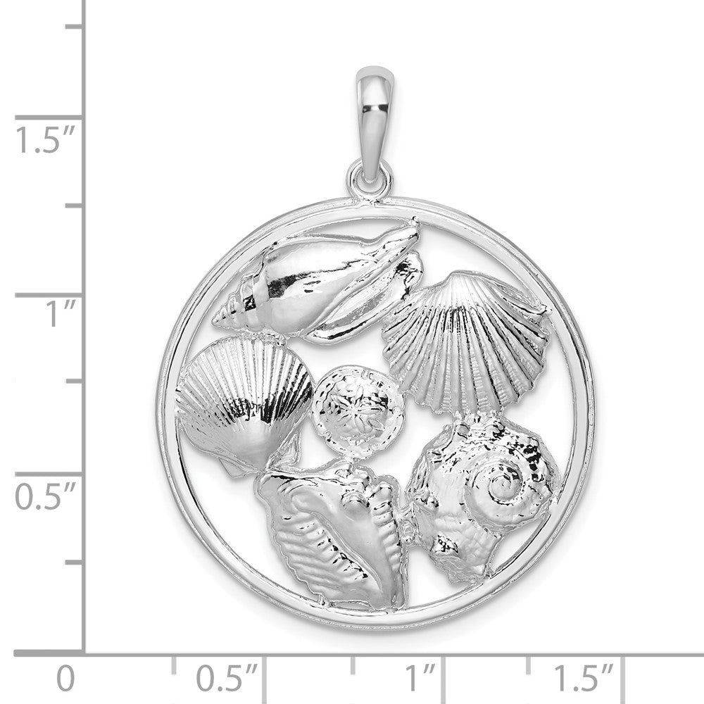 FJC Finejewelers 925 Sterling Silver Polished Shells Large Round Charm 40 x 30 mm
