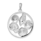 FJC Finejewelers 925 Sterling Silver Polished Shells Round Charm 32 x 24 mm