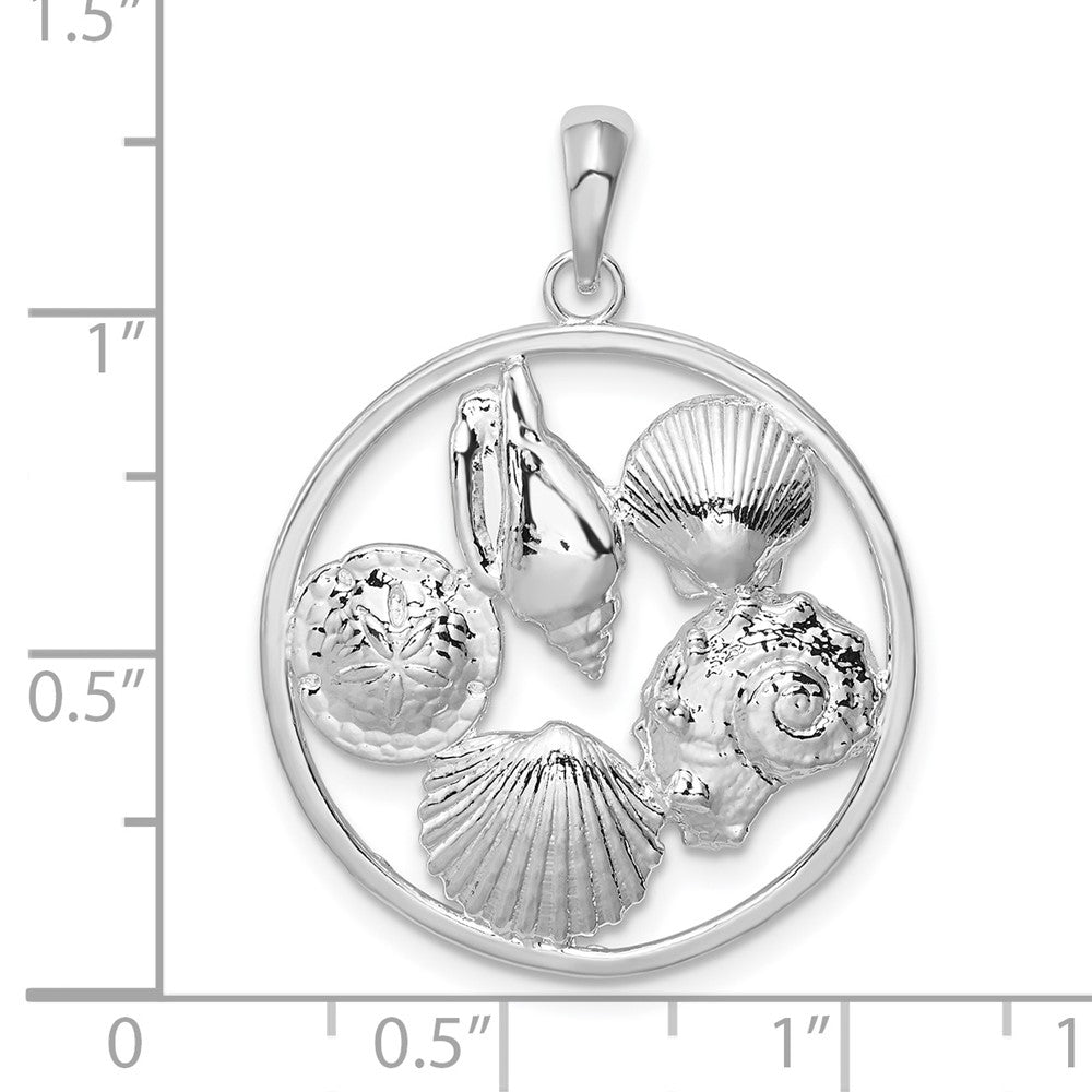 FJC Finejewelers 925 Sterling Silver Polished Shells Round Charm 32 x 24 mm