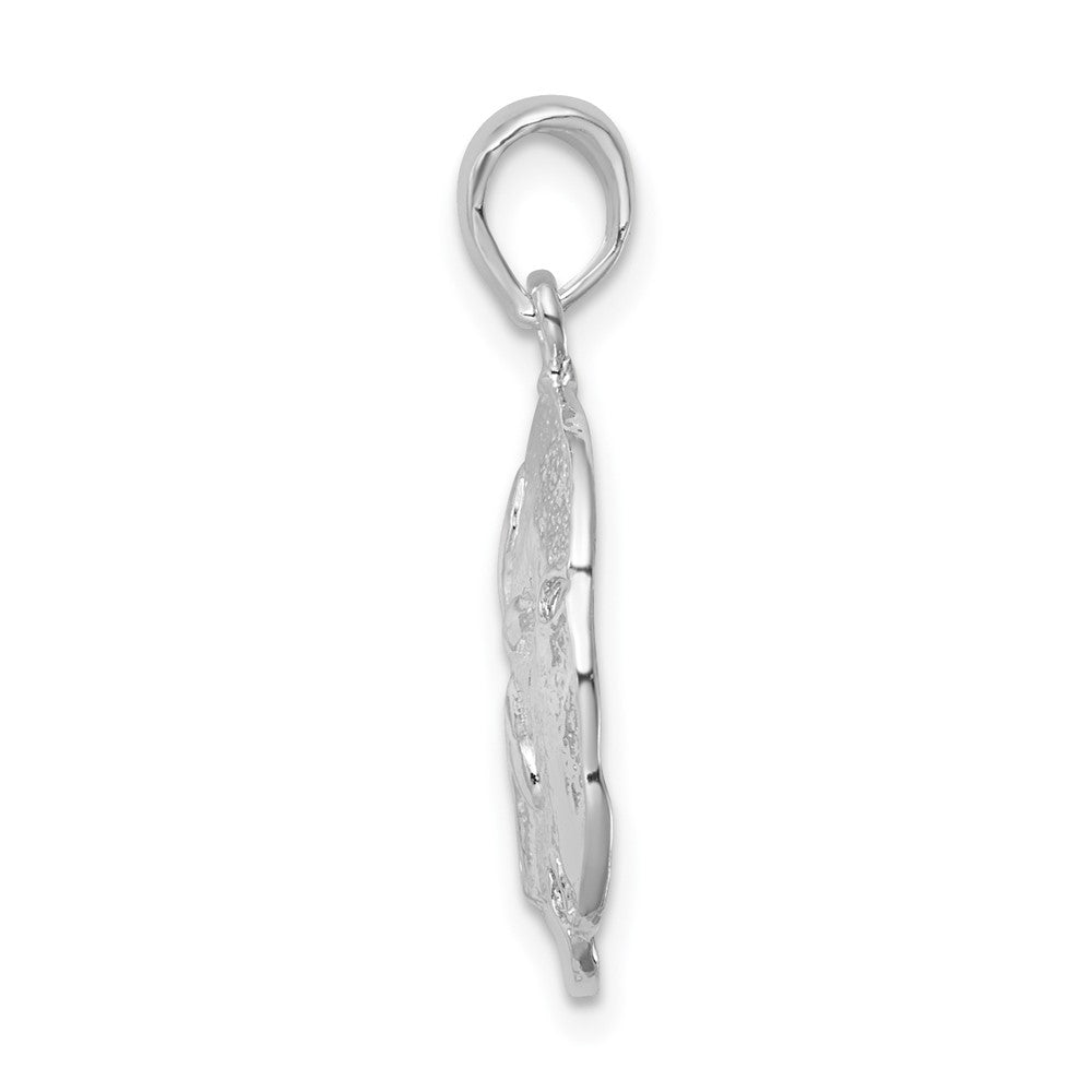 FJC Finejewelers 925 Sterling Silver Rhodium Plated Polished Beveled Sand Dollar Charm 24 x 15 mm