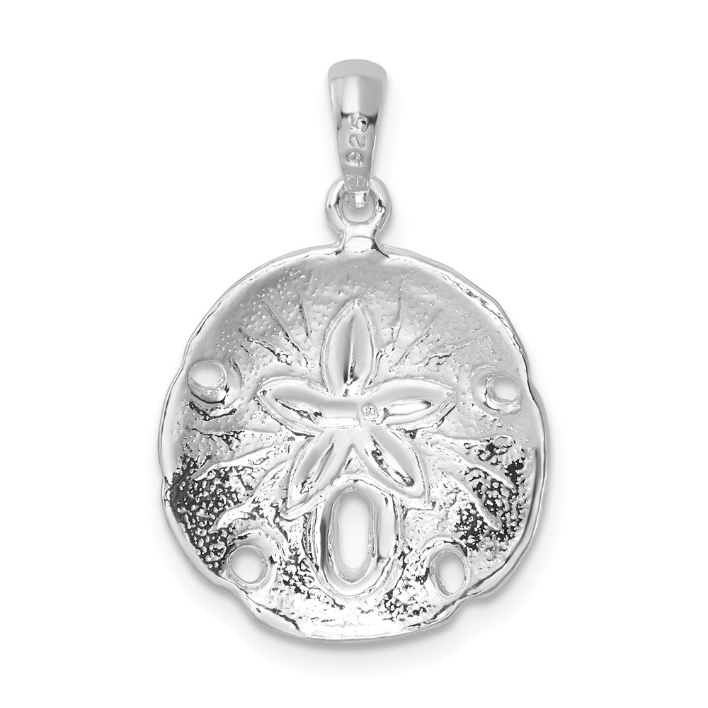 FJC Finejewelers 925 Sterling Silver Rhodium Plated Polished Beveled Sand Dollar Charm 24 x 15 mm