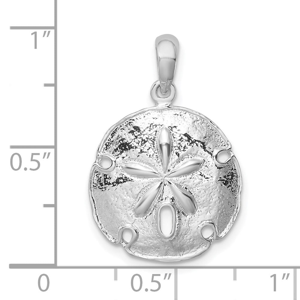 FJC Finejewelers 925 Sterling Silver Rhodium Plated Polished Beveled Sand Dollar Charm 24 x 15 mm