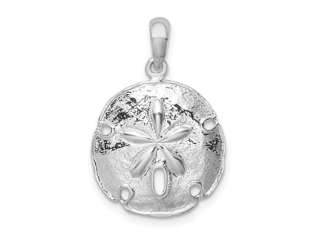 FJC Finejewelers 925 Sterling Silver Rhodium Plated Polished Beveled Sand Dollar Charm 24 x 15 mm